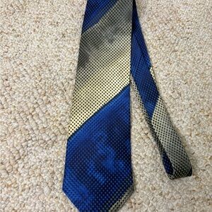 Pavone Men’s Neck Tie Blue Beige Dots Made In Italy Silk